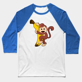Monkey with Banana Baseball T-Shirt